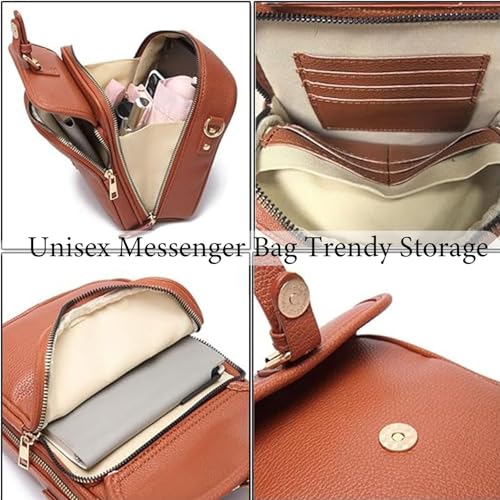 Unisex Messenger Bag Trendy Storage Double Layer Large casual Capacity Travel AntiTheft Purse sculpture crossbody Leather Bag4