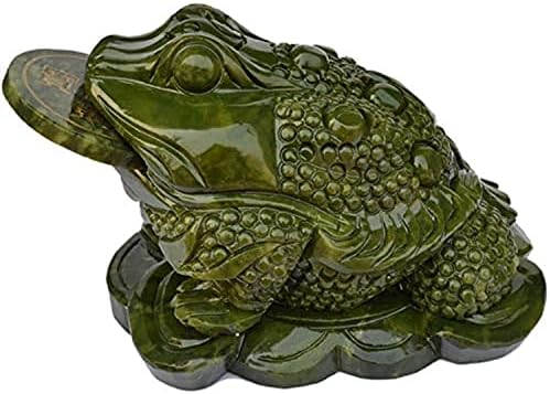 Feng Shui Fortune Coin Natural Jade Money Toad/ Frog /Chan Chu Sculpture Charm of Prosperity Decoration for Rich Wealth