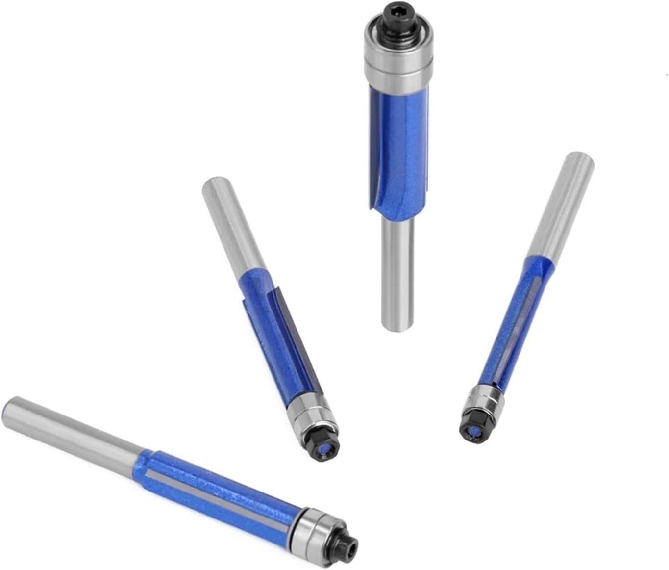 lathe machine accessories, Lathe Machine, 4PCS 1/4 6MM Shank Double Bearing Flush Trim Bit Router Set Woodworking Milling Cutter For Wood Face Mill