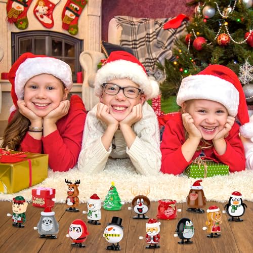 HIKUIBU 15PCS Christmas Wind Up Toys for Kids, Christmas Toys Party Favors Clockwork Toys, Christmas Goodie Bags Stuffers with Walking Snowman Christmas Tree for Xmas Stocking Stuffers Toys - Thumbnail 7