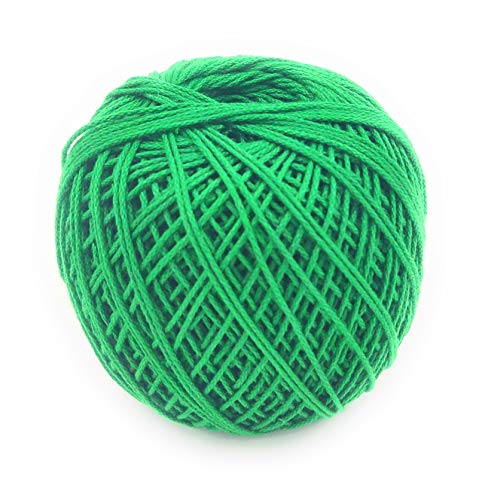Image of Prapti Handicrafts 3ply Green Mercerised Premium Cotton Crochet Knitting Thread Yarn for Craft Fast Color Pack of 2 Ball (50gm x 2)