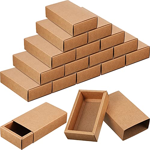 Zonon 30 Pieces Kraft Paper Drawer Box Small Crafts Cardboard Box,Brown