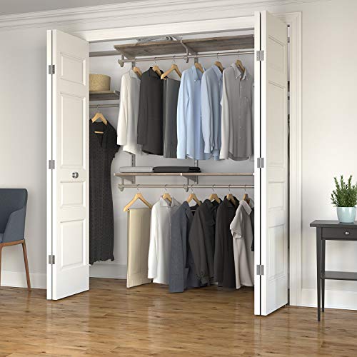 Closet Culture By Knape & Vogt Culture Closet Organization System With 6 Driftwood Wood Shelves, 8 Feet #TOP5