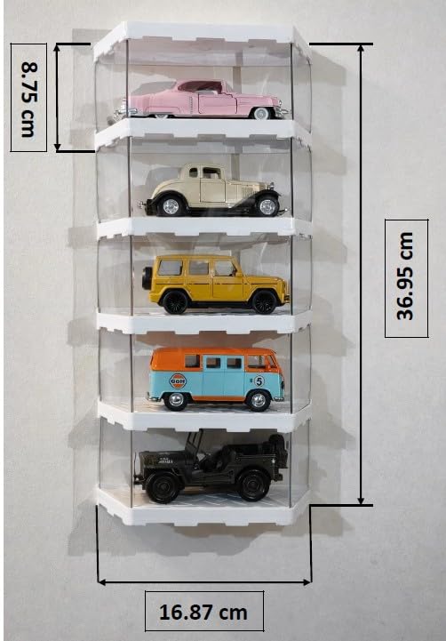 Image of Zebra Polymers Stackable Vertical Display Rack for Die Cast & Scale Models (1:43 /1:32 /1:34 /1:44) | Modular Wall Mount Organizer for Collectible, Miniatures Hot Wheels (5 Rack)