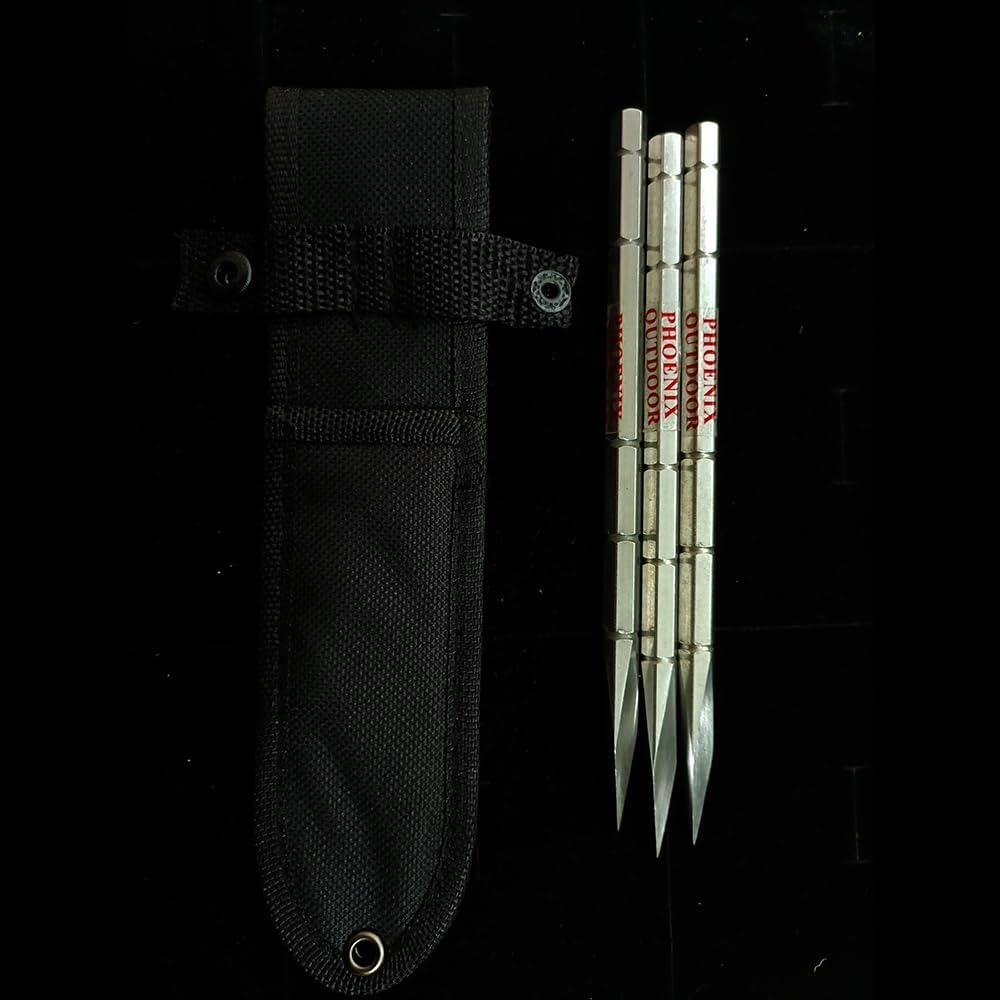 Black Storm Stainless Steel Throwing Knife Spikes Set 3 with Nylon Sheath(White)