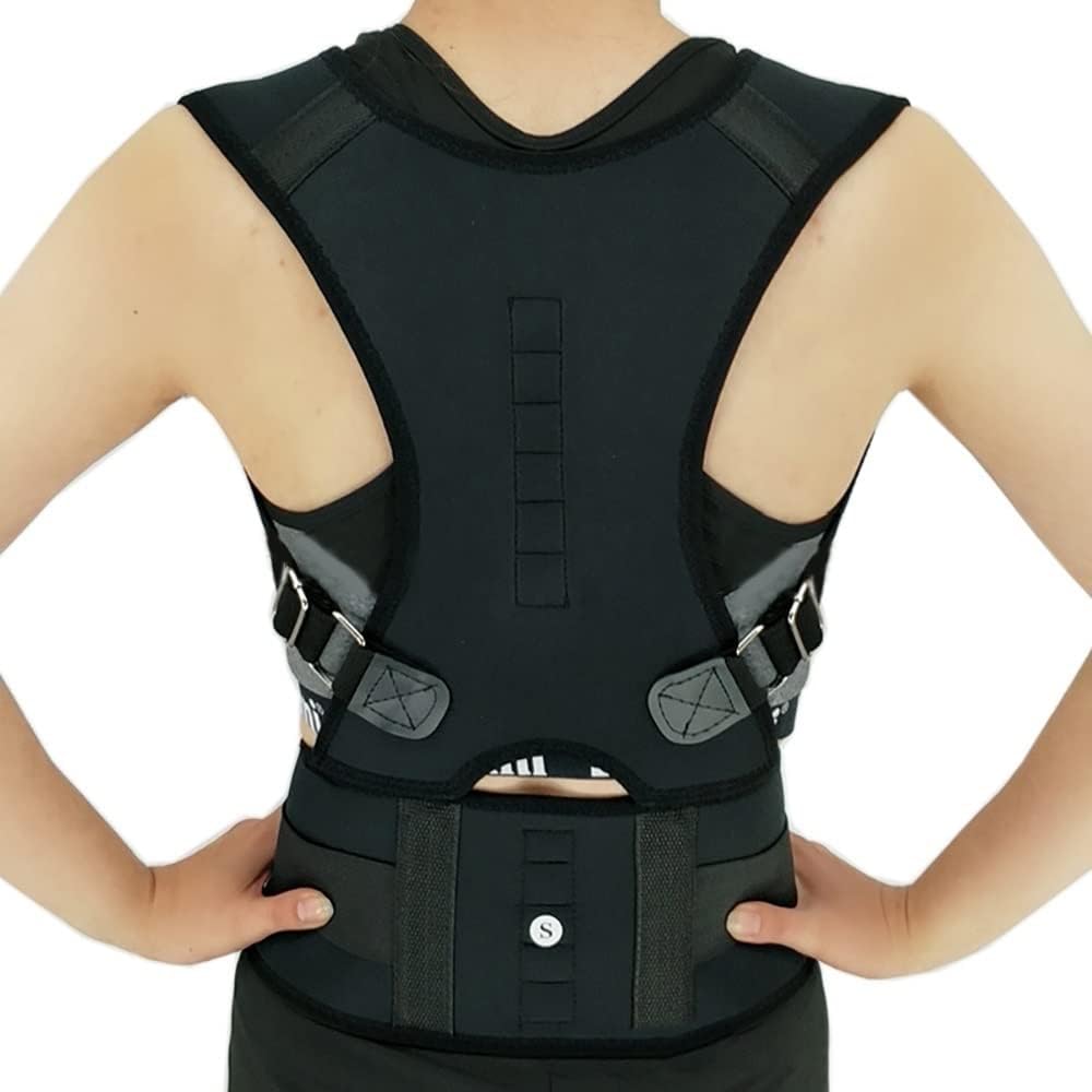 Magnetic Lumbar Support Belt Full Back Brace Scoliosis Posture Corrector Men Women Waist Trainer Wrap Pain Relief Belt with 10 Magnets Corset (Color : B, Size : S) (E XX)