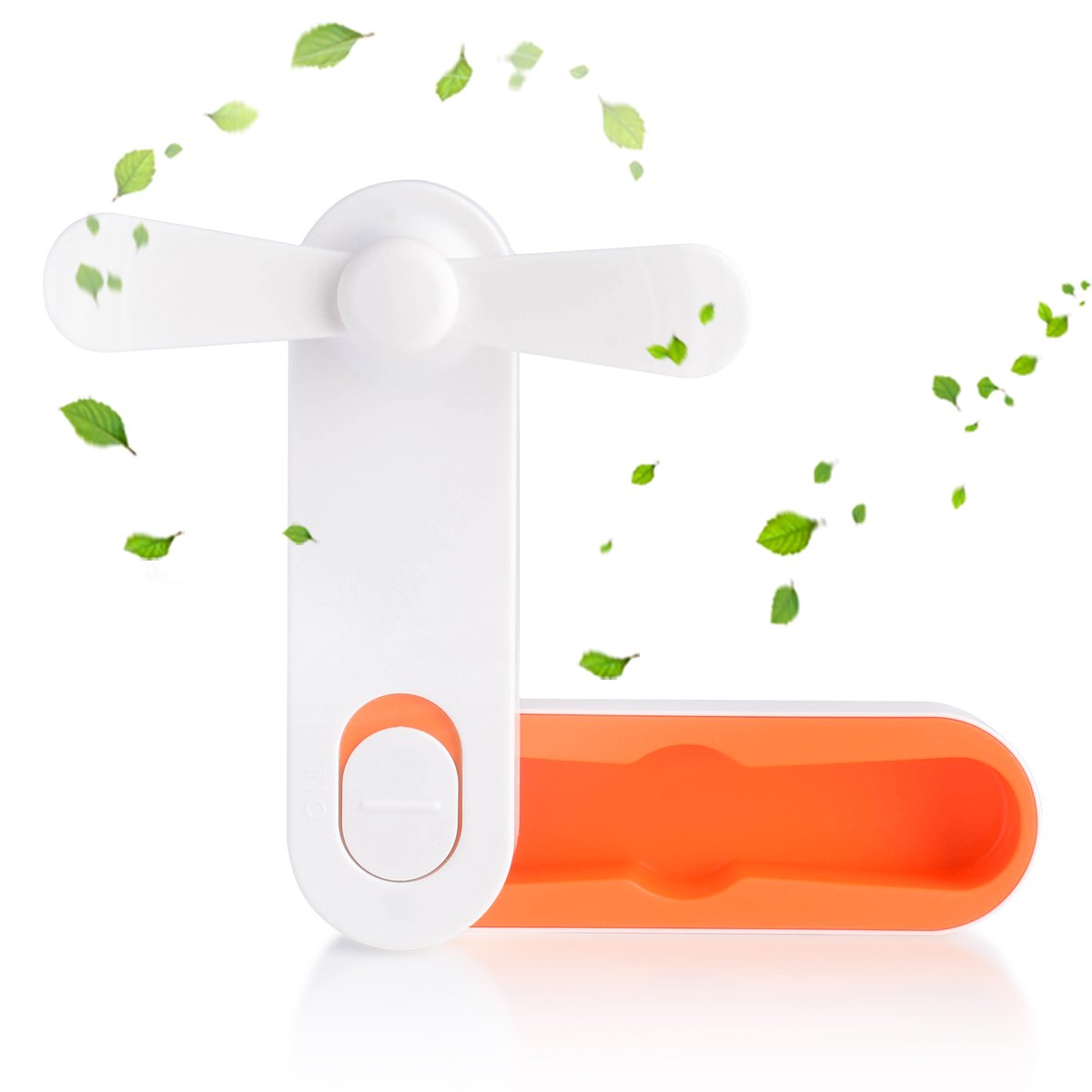 Miok Handheld Rechargeable Fans, Mini Portable Outdoor Fan for Home and Travel-(Orange)