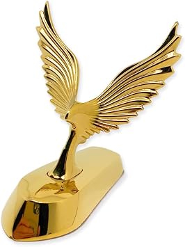 American Flying Eagle Hood Ornaments for Cars Metal Stickers 3D Car Hood Decals Stand Bonnet Emblem Badge Bird Logo Sculpture Ornament for Trucks Auto Styling 10X8.7cm/3.9X3.4inch Golden