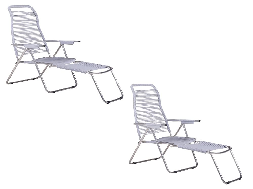 2 x Fiam Liegestuhl Spaghetti Art. 084GR Gestell aus Aluminium, Sitz aus PVC grau