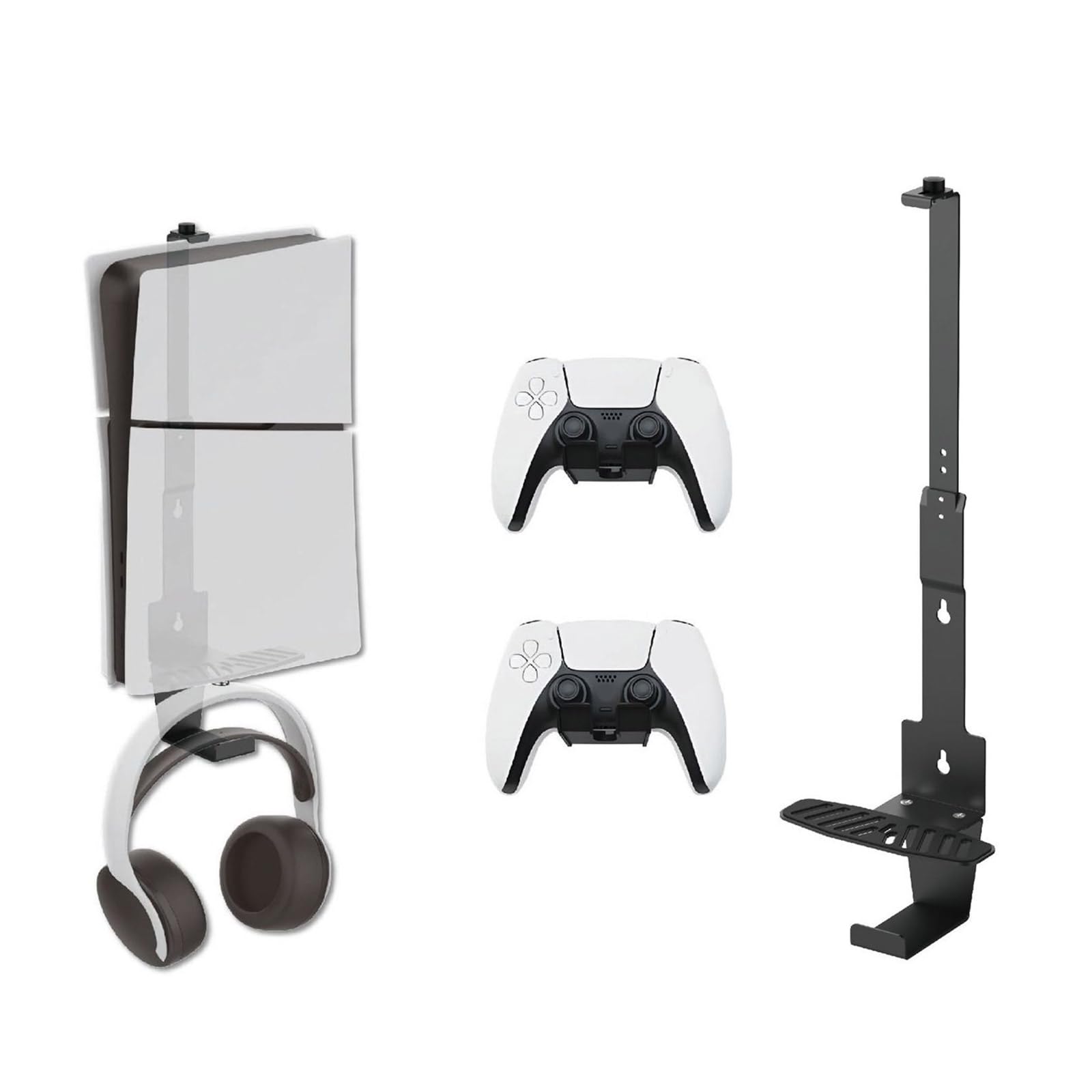Supporto da parete per console di gioco, doppio gancio per controller e cuffie per PS5 Xbox Switch, accessorio da gioco salvaspazio