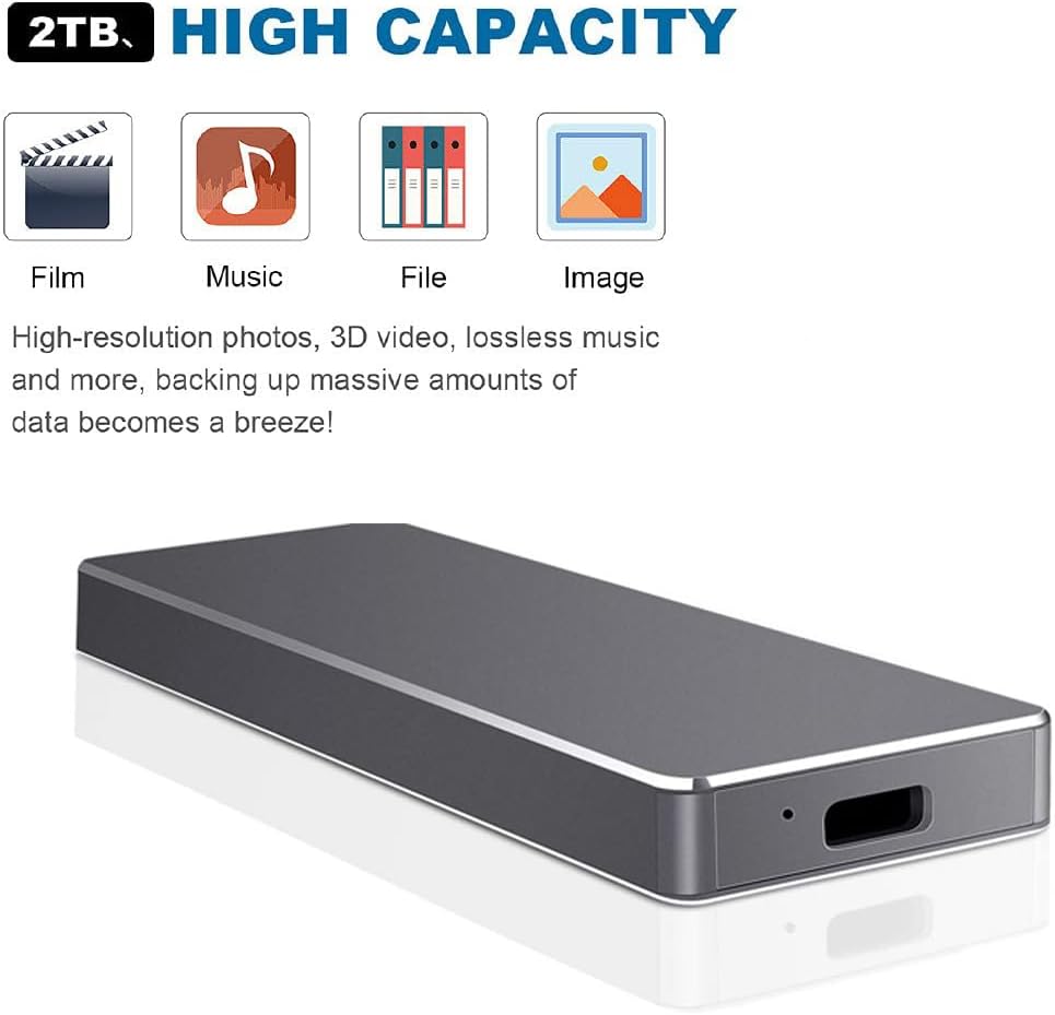 2TB External Hard Drive Portable Solid State Drive Portable External Hard Drive USB3.1 for PC, Mac, Desktop,Chromebook(2TB Gold)