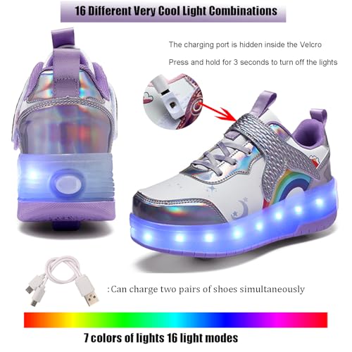 Roller Shoes with Wheels for Boys Girls Kids Skates Sneakers LED Light Up Rechargeable Sport Sneaker for Beginners Best Gift2