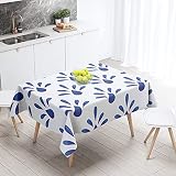 Shenywell Tablecloth Herringbone Blue Floral Cut Porcelain 60 X 102 Inch Durable Environmentally Out