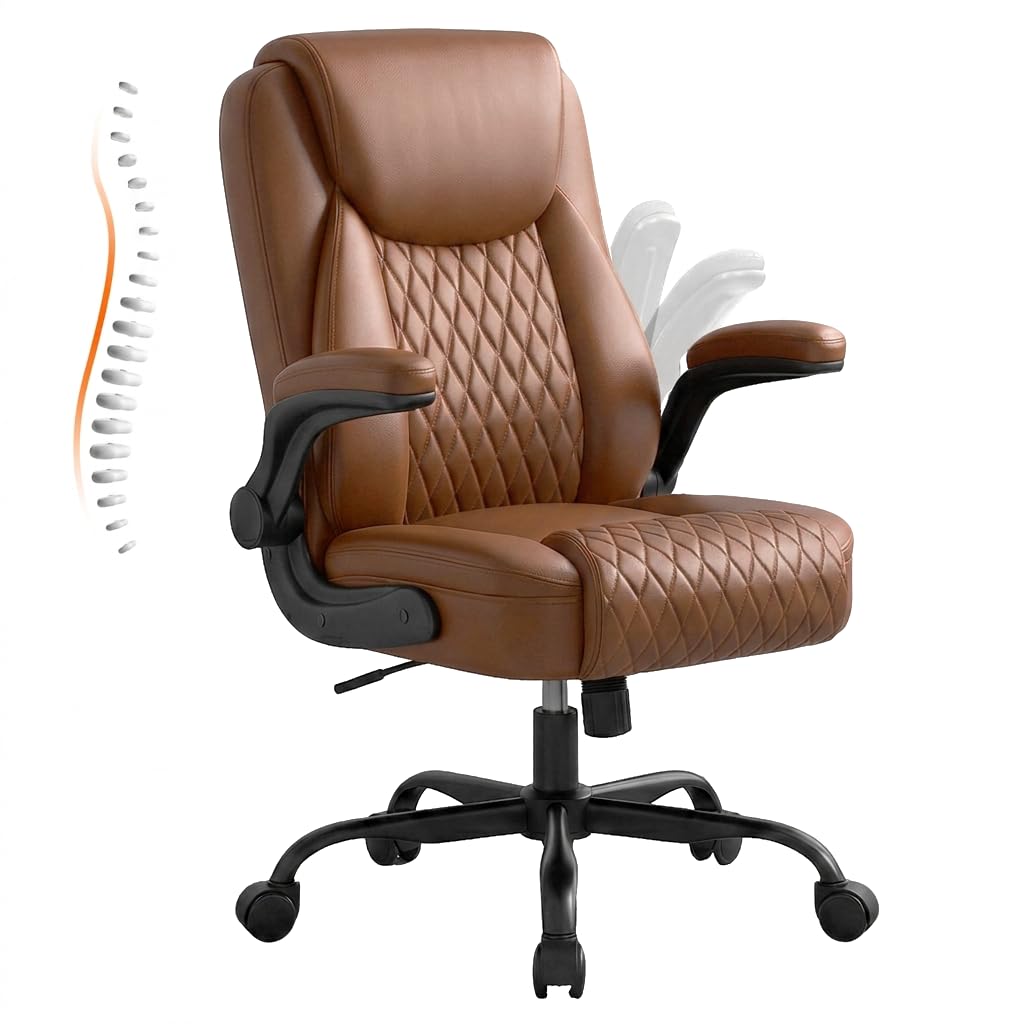 GTPLAYER Leather Office Chair Brown