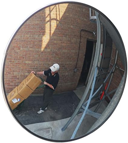 Se-Kure Domes & Mirrors TCVO-36T-PB Outdoor Acrylic Convex Mirror/3 Telescopic Mounting Brackets, 36" Diameter