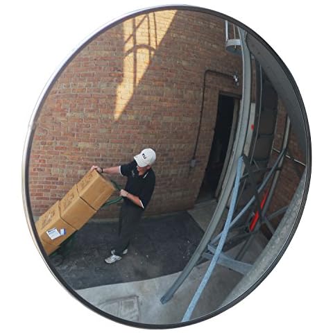 Se-Kure Domes & Mirrors DCVO-18T-PB Outdoor Acrylic Convex Mirror/2 Telescopic Mounting Brackets, 18" Diameter Cover