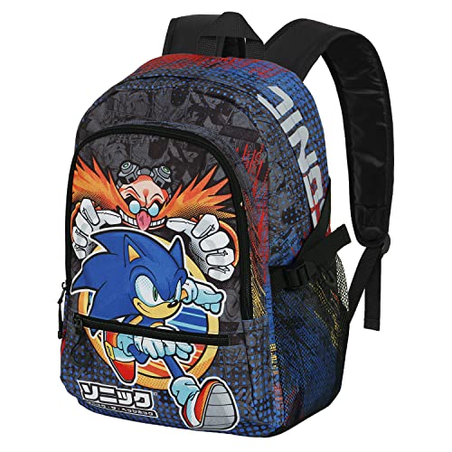 Mochila Sonic The Hedgehog SEGA Fight 2.0 azul de 24L para estudiantes