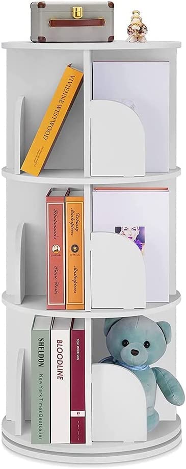 Étagère rotative blanche pour un coin étude gain de place salon