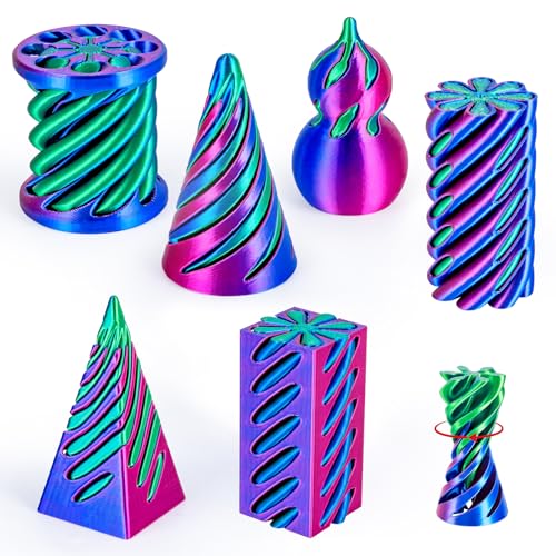3D Printed Fidget Toys (6 Pack), Impossible Cone & Pyramid Spiral Toy, Optical Illusion Passthrough...