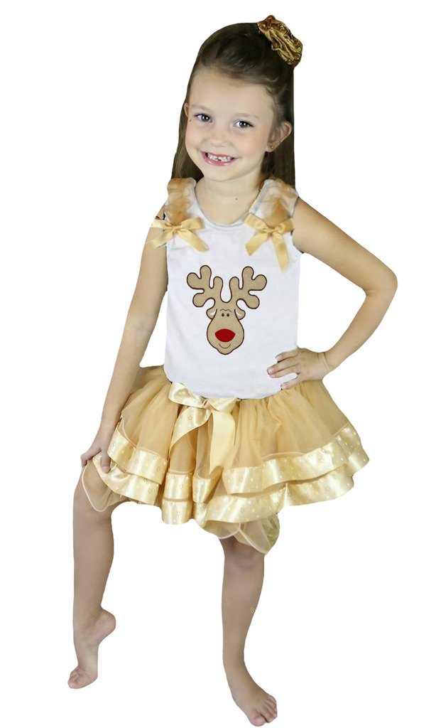 Renos de Navidad con falda cómoda que no pica para niñas 2