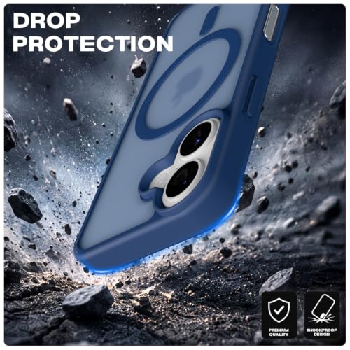 Image of Pikkme Back Cover for iPhone 16 | Mag-Safe Compatible | Smoke Frosted Transparent Matte Finish | Hard PC + Soft TPU | Shockproof | Raised Camera Protection Bumper Case (Blue Smoke Mag-Safe)