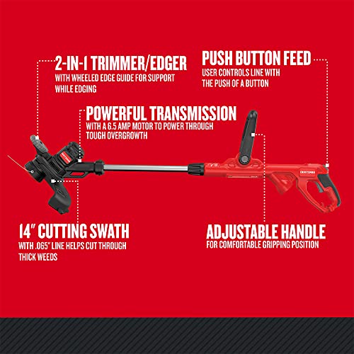 Image of CRAFTSMAN String Trimmer, 14-Inch, 6.5-Amp, Push Button Feed System (CMESTE920)