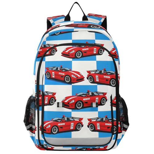 Sac à dos ordinateur enfant voiture de course rouge protège les appareils des chocs scolaires