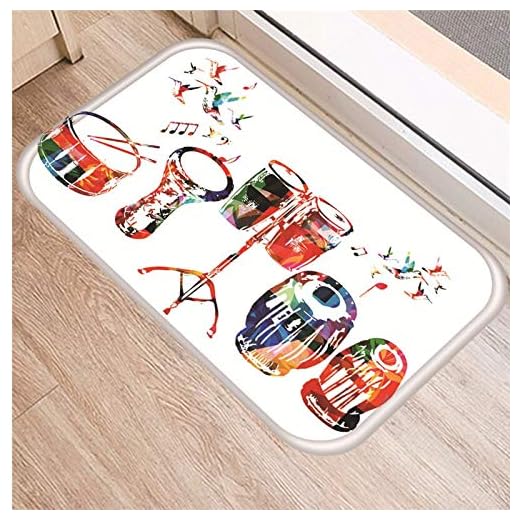 Alfombra antideslizante con patrón de instrumentos musicales, alfombrilla para puerta, alfombrilla para puerta, alfombrilla para el suelo de la sala de estar, cocina al aire libre, alfombra A6 40x60cm