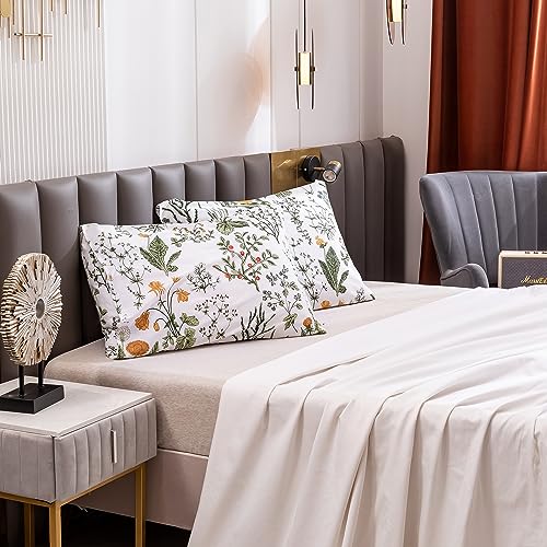 Image of ECOCOTT 100% Cotton Pillowcases Standard Size, Floral Print Pattern Pillow Cover 2 Pack, Super Soft Envelope Closure Standard Pillow Case Set (Standard, 20 inchx26 inch)