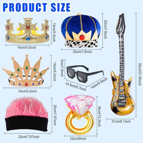 Bulk Opulent Photo Booth Props Set for Adult, Novelty Funny Hats and Glasses, Colorful Wig, Inflatable, Phtot Booth Props Kit for Graduation, Wedding, Birthday, Bachelorette and All Occasions - Image 4