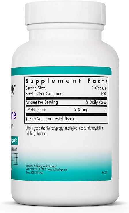 NutriCology L-Methionine Free Form Amino Acid, 100 Capsules
