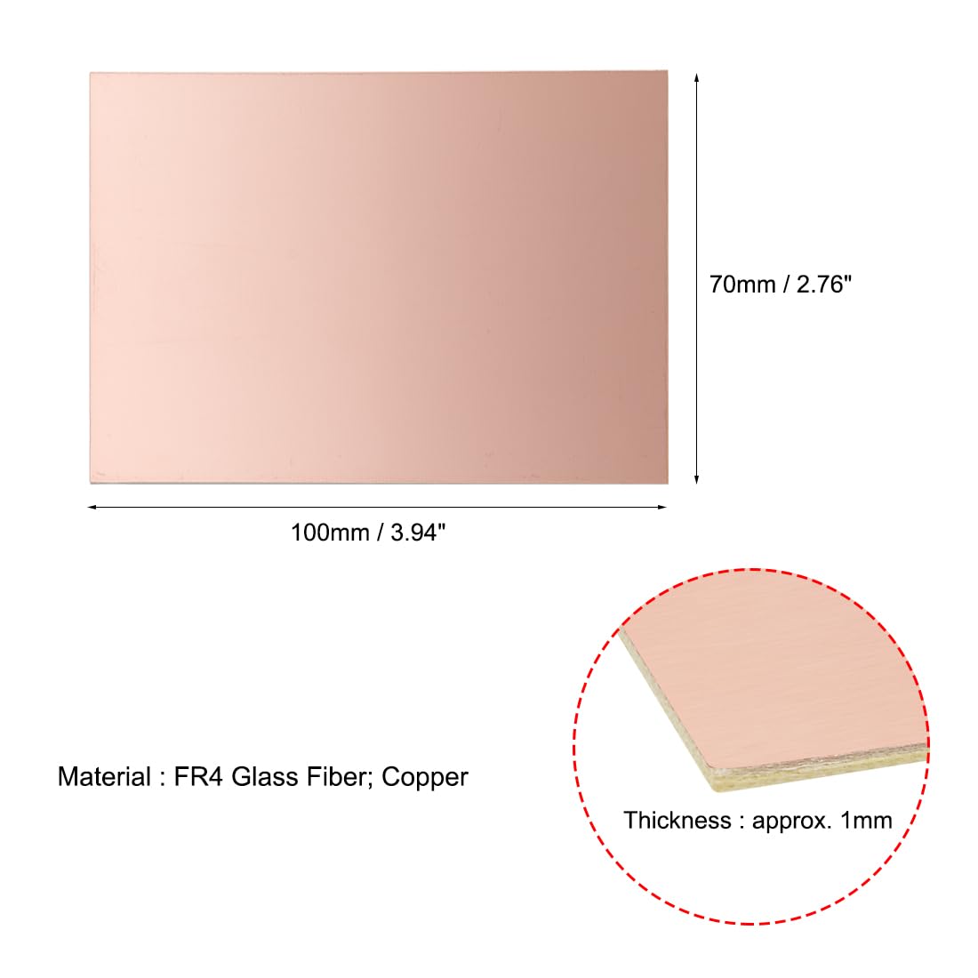 QUARKZMAN 5pz 100x70mm Bifacciale Rame Rivestito Laminato PCB Circuito Scheda FR4 Spessore 1mm Fai da Te Prototipazione PCB Scheda
