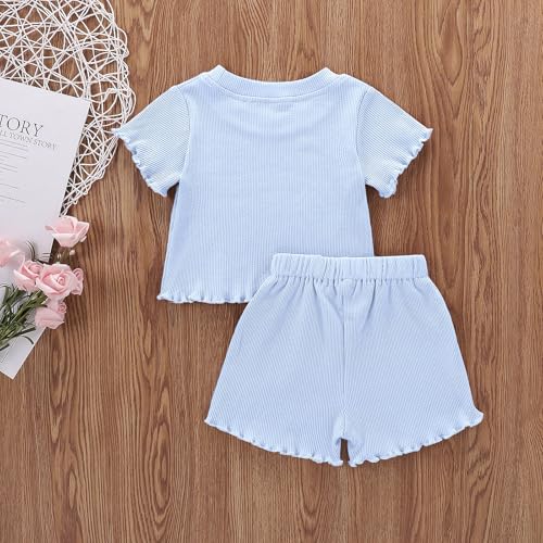 Image of Toddler Girl Clothes Summer Outfit Short Sleeve Shorts Set 12M-5T