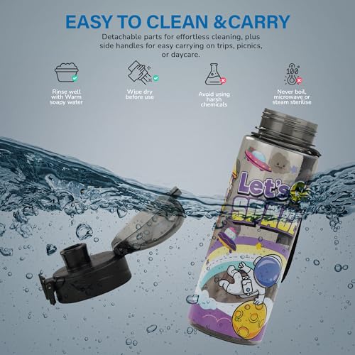 Image of BAYBEE Space 700ml Sipper Bottle for Kids, Anti-Spill Sippy Water Bottle- BPA Free |Sippy Cup, Baby Bottle Sippers | Sipper Water Bottle for Kids Infants & Toddlers 6 Months to 9 Years (Black)