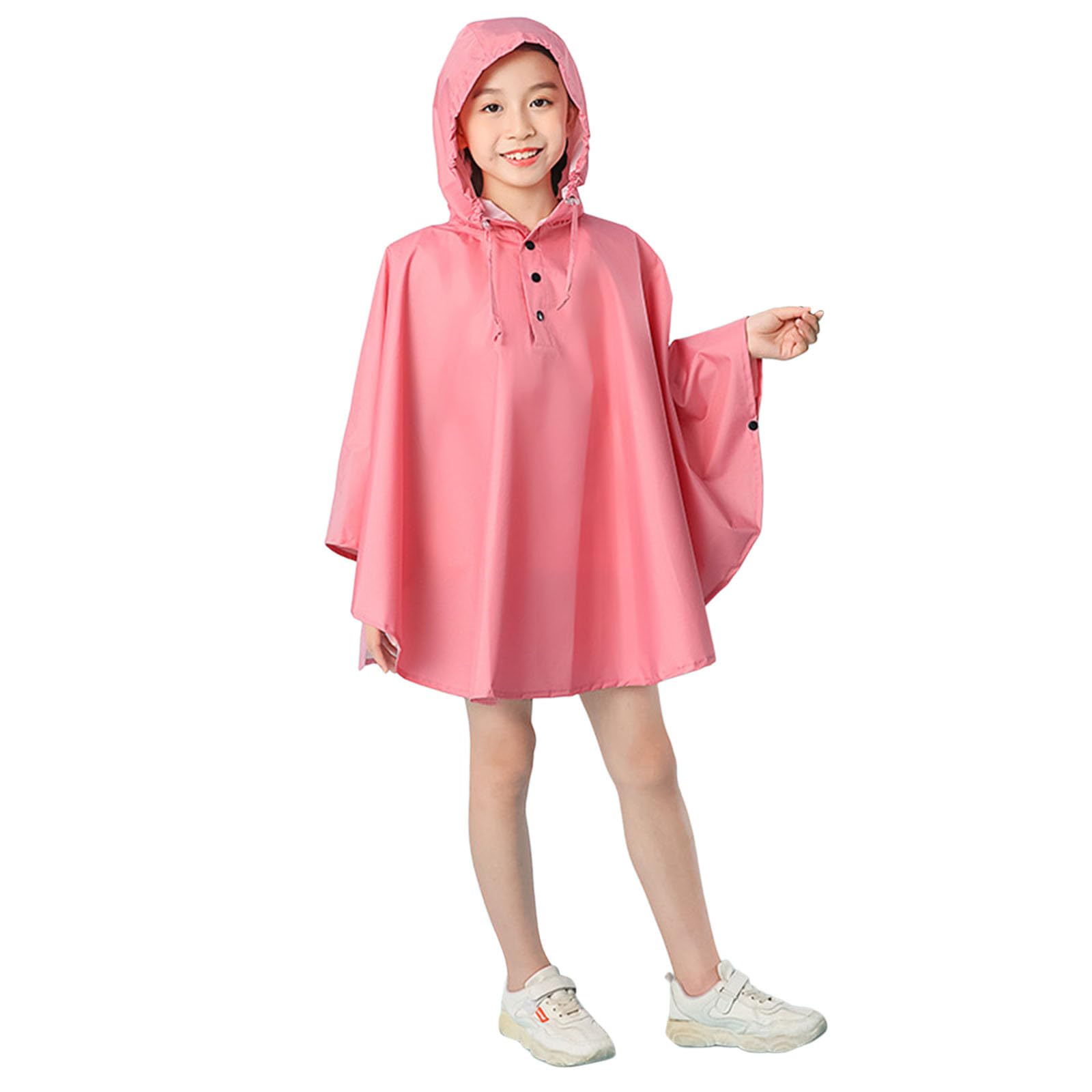 Generisch Poncho impermeable para niños de un solo color, con práctico bolso escolar
