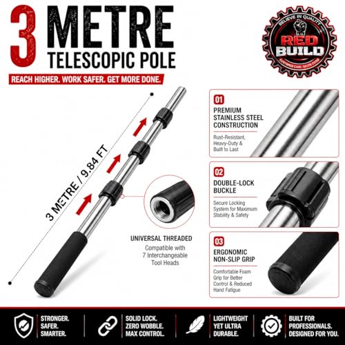 Image of RedBuild 7-in-1 Tree Cutter Tool with 3M Telescopic Pole | Tree Branch Cutter with Long Stick | Branch Cutter for Tree Heavy Duty | Fruit Picker, Thotti, Sickle Cutter, Hook, Pruning Saw