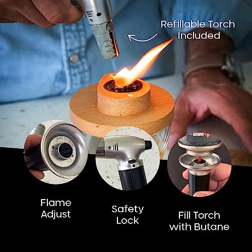 Cocktail Smoker Kit With Torch & Wood Chips, Old Fashioned Cocktail Kit, Magnetic Smoker For Old Fashioned Cocktails, Complete Drink Smoker Kit, No Butane Included - Earth + Water Recreation #TOP2