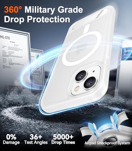 Image of Magnetic Compatible with iPhone 15 Plus Case & iPhone 14 Plus Case, [Built-in Invisible Kickstand][Compatible with MagSafe][Military Grade Shockproof] Slim Translucent Matte Phone Case 6.7 inch
