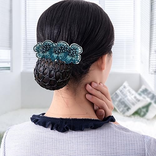3 Pack Cubierta de Broche para Moño con Red de Flores para el Pelo para Mujeres, Accesorios para el Pelo para Cabello Grueso y Delgado miniatura 7