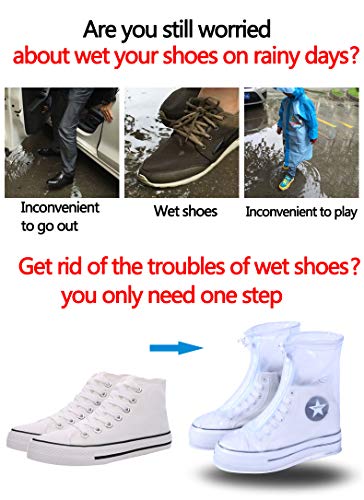 Cubiertas impermeables para zapatos y botas, para lluvia y nieve, unisex adulto, color blanco, talla XL (equivalente a US 7.5-8.5) miniatura 5