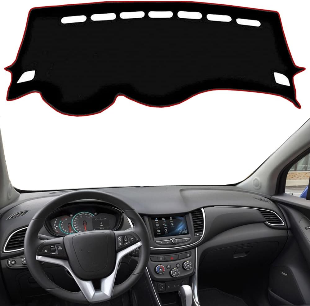 Rifoda Dash Board Cover Fit for Chevy Chevrolet Trax 2017 2018 2019 2020 2021 Dashboard Cover Mat Non-Slip Pad Carpet Sunshield Protector (Red Edge)