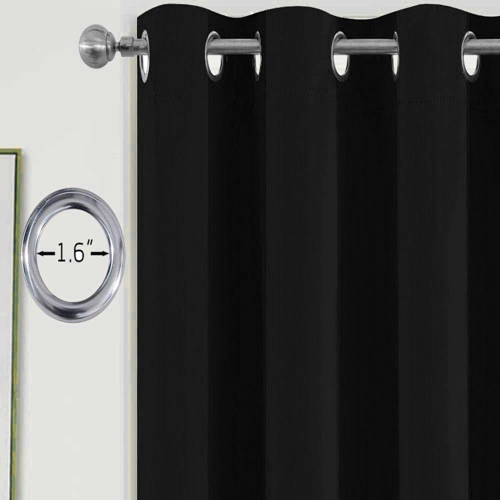 Grommet Valances for Windows 2 Pack Clearance Blackout Valances for Bedroom Living Room Thermal Short Curtain Panels Small Half Window Valance for Basement, Black Room Darkening Valances