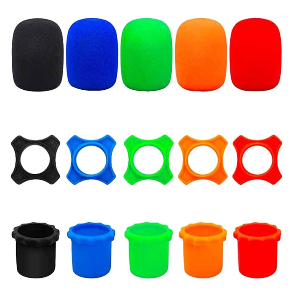 Lot de 5 anneaux de protection anti-roulis anti-secousses en silicone pour microphone portable et protection contre le vent pour appareil KTV