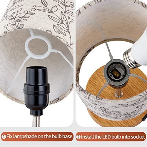 Bedside Touch Lamp, Wood Small Table Lamp For Bedroom With 2 Usb Charging Ports & Flower Fabric Shade, 3-Way Dimmable Nightstand Lamps For Living Room Office Reading Desk Home Dorm(Led Bulb Included) #TOP6
