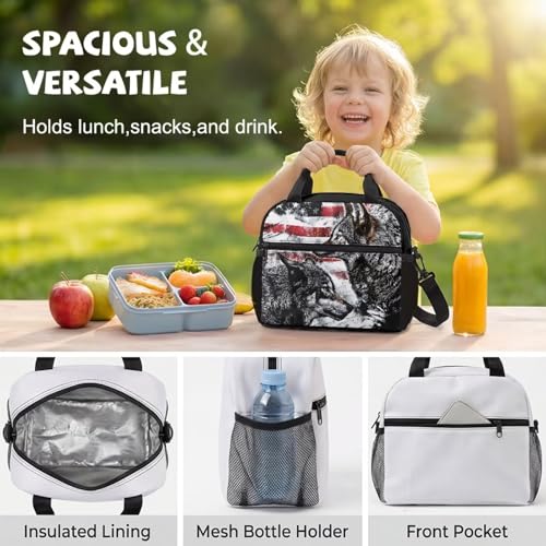 Lonchera escolar reutilizable evita comida caliente con correa ajustable 6