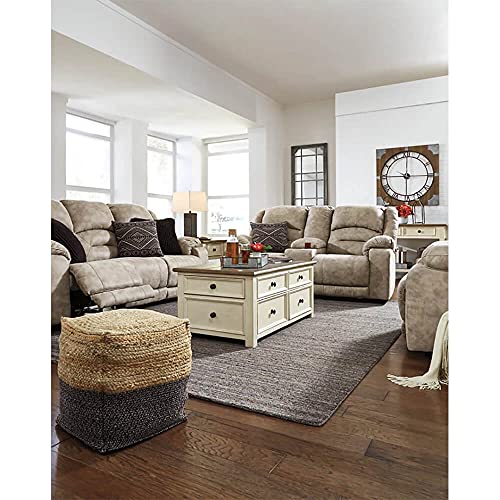 Signature Design By Ashley Sweed Valley Farmhouse Pouf 17.5 X 20.25, Light Brown And Black #TOP4