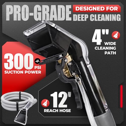 Image of OEM Standard Upholstery Tool Attachment, Better Extractor Hose Kit Compatible with Mighty Pro|Mighty Pro X3|Wide Track Carpet Cleaning Machines, Shop Vac Extractor Kit for Carpet & Upholstery Cleaning