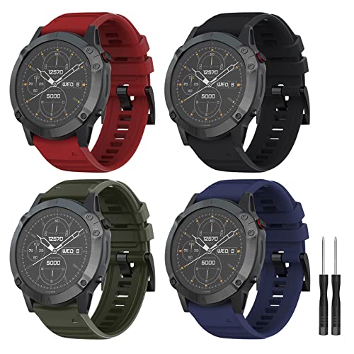 XBLJST Fenix 6X Bracelet, 26mm Silicone Remplacement Bracelet pour Garmin Fenix 6X/Fenix 6X Pro/Fenix 5X/Fenix 5X Plus/Fenix 7X/Fenix 3/Fenix 3 HR/Tactix/Descent MK1/D2 Delta PX/D2, Réglable Bracelet Cover