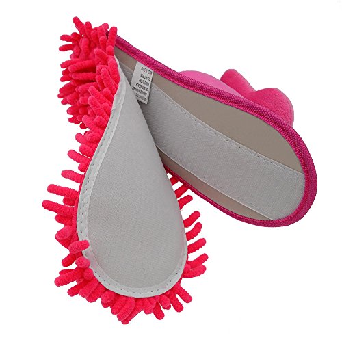 Selric Cute Bunny Mop Slippers Shoes Open Toe Slippers Rose Red, Microfiber House Floor Cleaning Tool Detachable Mopping Shoes 9 7/9 Inches Size:5.5-8.5 #TOP3