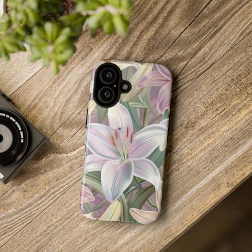Coque rigide brillante lys de Pâques pour iPhone 16 protection luxe rose